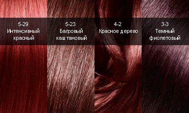 Красные оттенки палитры красок для волос Syoss