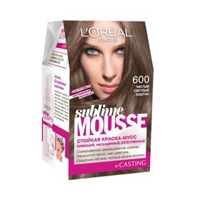 Краска для волос Loreal Sublime Mousse Чистый светлый каштан 600