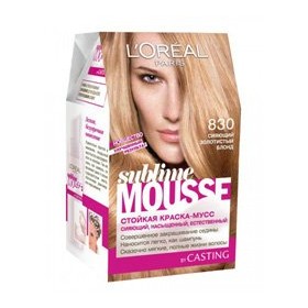 Краска для волос Loreal Sublime Mousse оттенок 830 Сияющий золотистый блонд